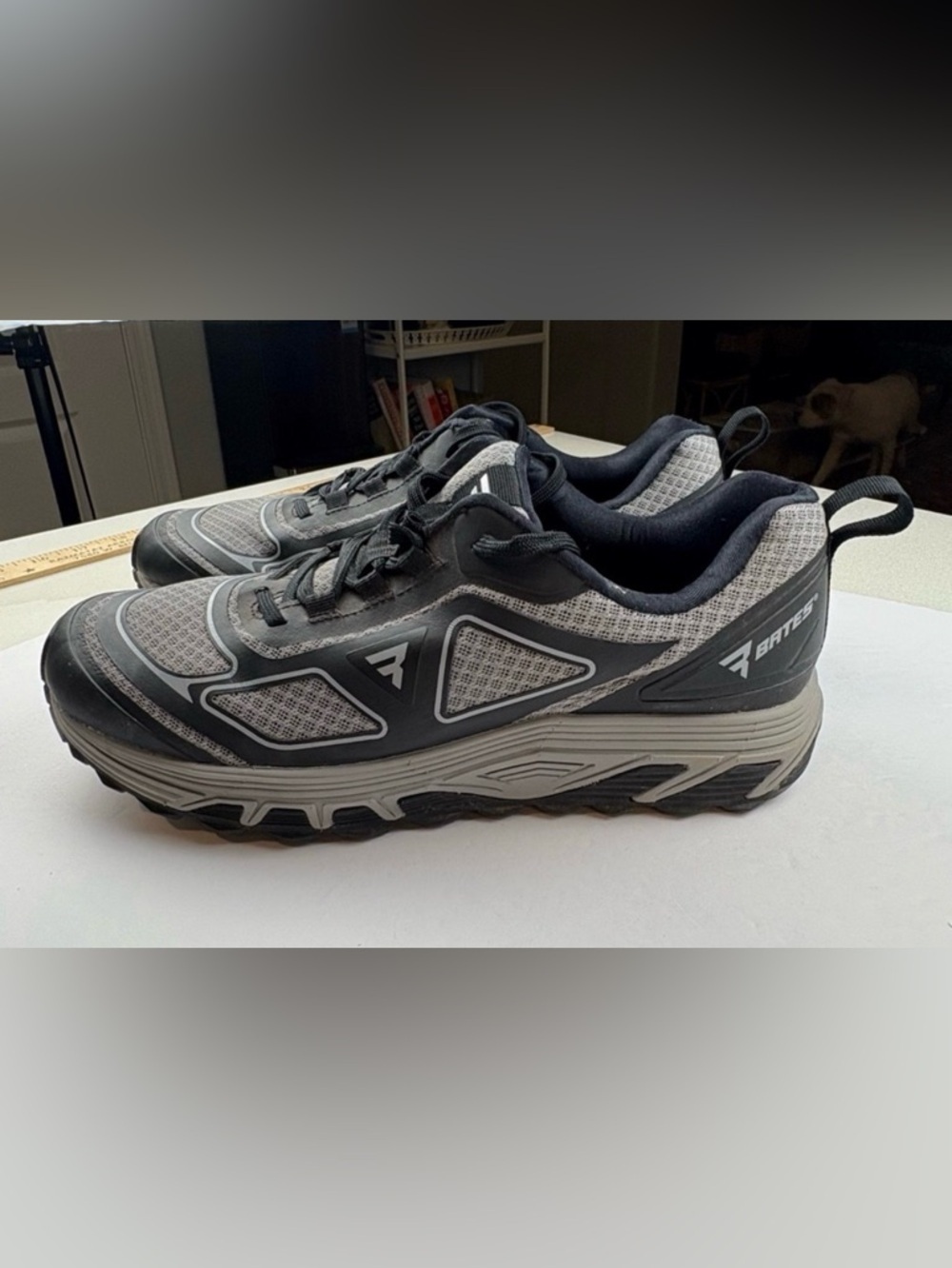 Bates Men's Rush Low Uniform Shoes Grey Lightweight Grippy Sole Breathable
